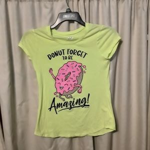 Justice yellow shirt with donut image.